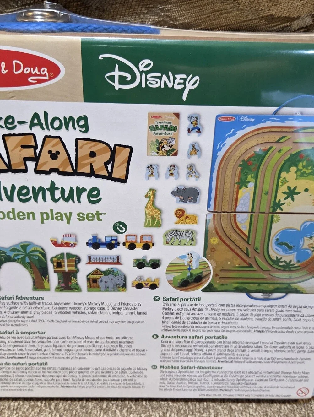 Brand New Disney Safari Take-Along Wooden Play Set - Green, Blue, Brown